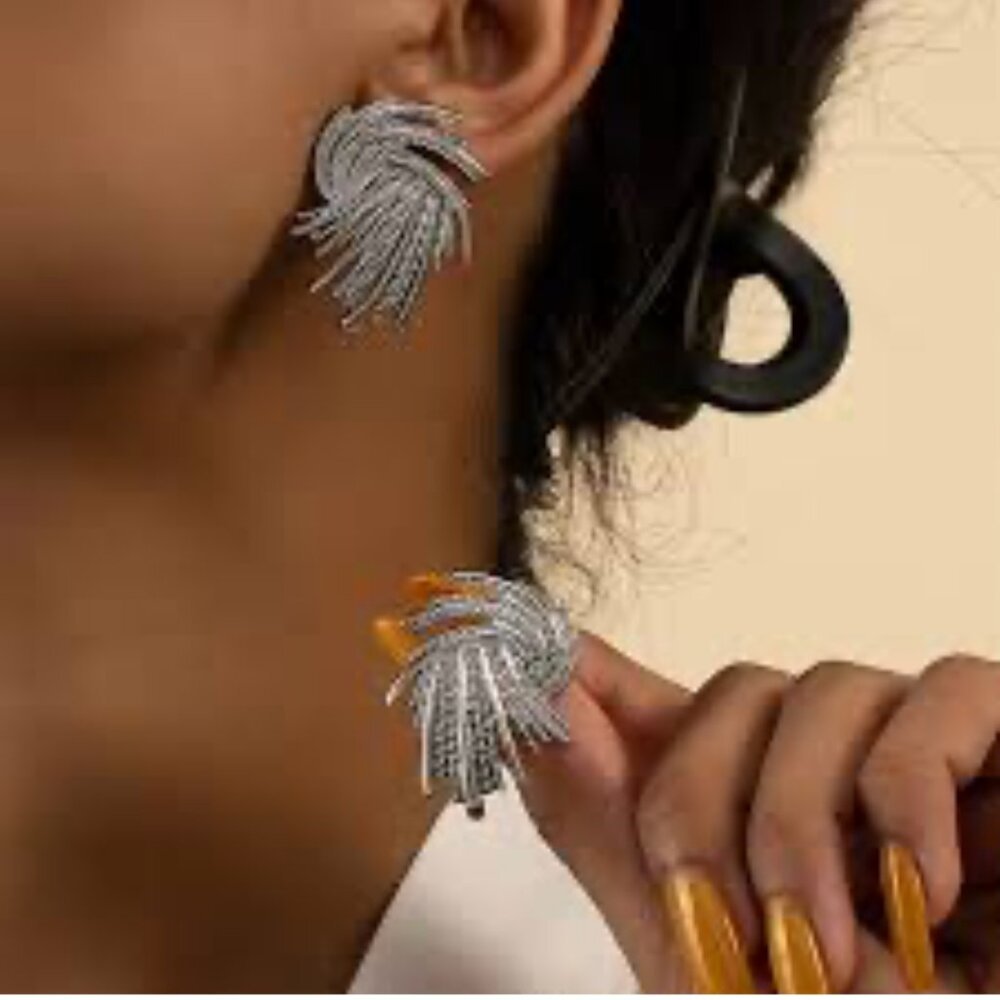 NEW Jayne Retro 50's MCM Silver Spiral Twist Swirl Earrings